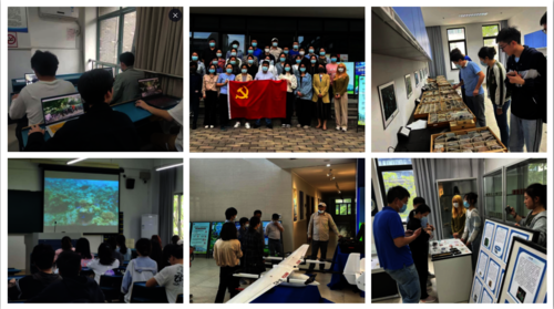 图为老师同学们线上线下参加“览读地球”活动